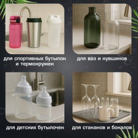 Ершик металлический 32 см кухонный для мытья бутылок и термосов, ДВЕ ГУБКИ в комплекте, LAIMA, 700066