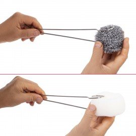 Ершик металлический 32 см кухонный для мытья бутылок и термосов, ДВЕ ГУБКИ в комплекте, LAIMA, 700066