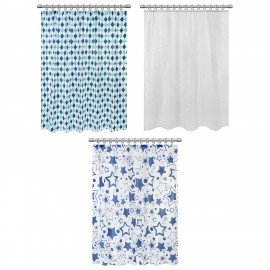 Шторка для ванной PEVA, 180х180см, кольца в комплекте, 3 дизайна ассорти, УЗОРЫ, WBZ, 700068