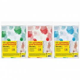 Шторка для ванной PEVA, 180х180см, кольца в комплекте, 3 дизайна ассорти, МОРЕ, WBZ, 700069