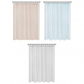 Шторка для ванной PEVA, 180х180см, кольца в комплекте, 3 цвета ассорти (белый, голубой, коричневый), PRIMILA, 700072