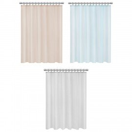 Шторка для ванной PEVA, 180х200см, кольца в комплекте, 3 цвета ассорти (белый, голубой, коричневый), PRIMILA, 700073