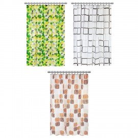 Шторка для ванной PEVA, 180х200см, кольца в комплекте, 3 дизайна ассорти, ФИГУРЫ, PRIMILA, 700075