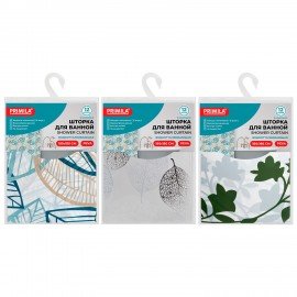 Шторка для ванной PEVA, 180х180см, кольца в комплекте, 3 дизайна ассорти, РАСТЕНИЯ, PRIMILA, 700076