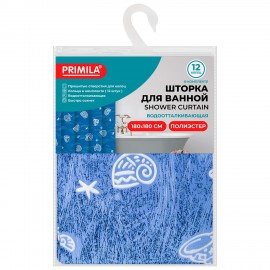 Шторка для ванной ПОЛИЭСТЕР, 180х180см, кольца в комплекте, МОРЕ, PRIMILA, 700077