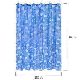 Шторка для ванной ПОЛИЭСТЕР, 180х180см, кольца в комплекте, МОРЕ, PRIMILA, 700077