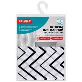 Шторка для ванной ПОЛИЭСТЕР, 180х180см, кольца в комплекте, УЗОРЫ, PRIMILA, 700078