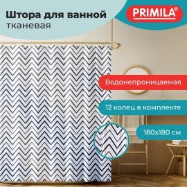 Шторка для ванной ПОЛИЭСТЕР, 180х180см, кольца в комплекте, УЗОРЫ, PRIMILA, 700078