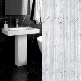 Шторка для ванной ПОЛИЭСТЕР, 180х180см, кольца в комплекте, БЕЛЫЙ МРАМОР, PRIMILA, 700079