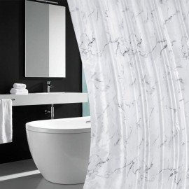 Шторка для ванной ПОЛИЭСТЕР, 180х180см, кольца в комплекте, БЕЛЫЙ МРАМОР, PRIMILA, 700079