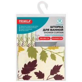 Шторка для ванной ПОЛИЭСТЕР, 180х180см, кольца в комплекте, ФЛОРА, PRIMILA, 700080