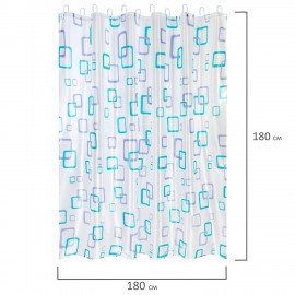 Шторка для ванной ПОЛИЭСТЕР, 180х180см, кольца в комплекте, ФИГУРЫ, PRIMILA, 700081
