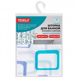 Шторка для ванной ПОЛИЭСТЕР, 180х180см, кольца в комплекте, ФИГУРЫ, PRIMILA, 700081