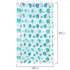 Шторка для ванной ПОЛИЭСТЕР, 180х200см, кольца в комплекте, ЦВЕТЫ, PRIMILA, 700082