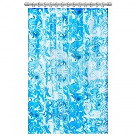 Шторка для ванной ПОЛИЭСТЕР, 180х200см, кольца в комплекте, ГОЛУБОЙ МРАМОР, PRIMILA, 700083