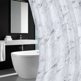 Шторка для ванной ПОЛИЭСТЕР, 180х200см, кольца в комплекте, МРАМОР, PRIMILA, 700084