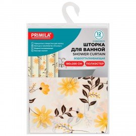 Шторка для ванной ПОЛИЭСТЕР, 180х200см, кольца в комплекте, РАСТЕНИЯ, PRIMILA, 700085