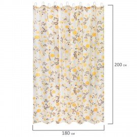Шторка для ванной ПОЛИЭСТЕР, 180х200см, кольца в комплекте, РАСТЕНИЯ, PRIMILA, 700085