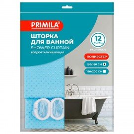 Шторка для ванной ПОЛИЭСТЕР, 180х180см, кольца в комплекте, ГОЛУБОЙ БРИЛЛИАНТ, PRIMILA, 700090