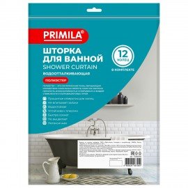 Шторка для ванной ПОЛИЭСТЕР, 180х180см, кольца в комплекте, ГОЛУБОЙ БРИЛЛИАНТ, PRIMILA, 700090