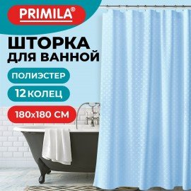 Шторка для ванной ПОЛИЭСТЕР, 180х180см, кольца в комплекте, ГОЛУБОЙ БРИЛЛИАНТ, PRIMILA, 700090