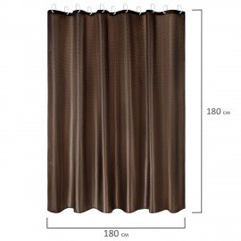 Шторка для ванной ПОЛИЭСТЕР, 180х180см, кольца в комплекте, КОРИЧНЕВЫЙ БРИЛЛИАНТ, PRIMILA, 700091
