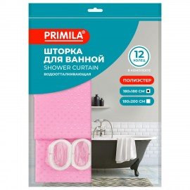 Шторка для ванной ПОЛИЭСТЕР, 180х180см, кольца в комплекте, ЛАВАНДОВЫЙ БРИЛЛИАНТ, PRIMILA, 700092