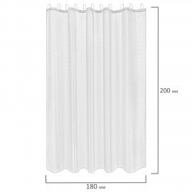 Шторка для ванной ПОЛИЭСТЕР, 180х200см, кольца в комплекте, БЕЛЫЙ БРИЛЛИАНТ, PRIMILA, 700093