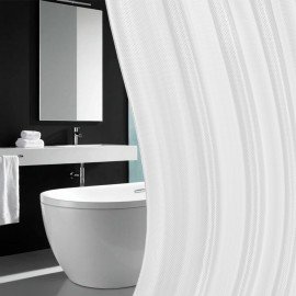 Шторка для ванной ПОЛИЭСТЕР, 180х200см, кольца в комплекте, БЕЛЫЙ БРИЛЛИАНТ, PRIMILA, 700093