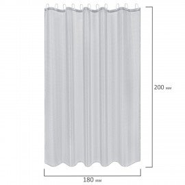 Шторка для ванной ПОЛИЭСТЕР, 180х200см, кольца в комплекте, СЕРЫЙ БРИЛЛИАНТ, PRIMILA, 700094