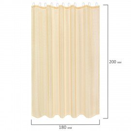 Шторка для ванной ПОЛИЭСТЕР, 180х200см, кольца в комплекте, БЕЖЕВЫЙ БРИЛЛИАНТ, PRIMILA, 700095