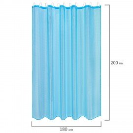 Шторка для ванной ПОЛИЭСТЕР, 180х200см, кольца в комплекте, ГОЛУБОЙ БРИЛЛИАНТ, PRIMILA, 700096