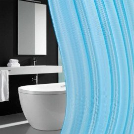 Шторка для ванной ПОЛИЭСТЕР, 180х200см, кольца в комплекте, ГОЛУБОЙ БРИЛЛИАНТ, PRIMILA, 700096