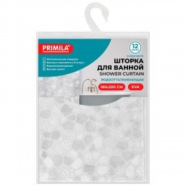 Шторка для ванной EVA, 180х200см, кольца в комплекте, БЕЛАЯ ЛЕДЯНАЯ СВЕЖЕСТЬ, PRIMILA, 700099