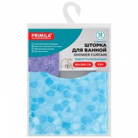 Шторка для ванной EVA, 180х200см, кольца в комплекте, СИНЯЯ ЛЕДЯНАЯ СВЕЖЕСТЬ, PRIMILA, 700100