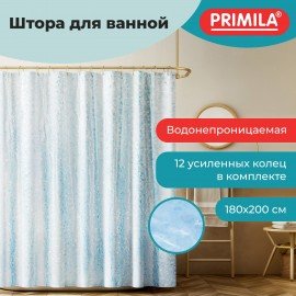 Шторка для ванной EVA, 180х200см, кольца в комплекте, СИНЯЯ ЛЕДЯНАЯ СВЕЖЕСТЬ, PRIMILA, 700100