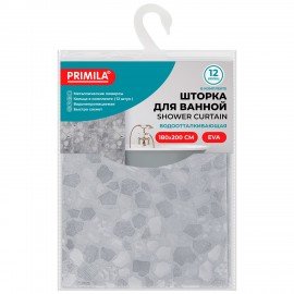 Шторка для ванной EVA, 180х200см, кольца в комплекте, СЕРАЯ ЛЕДЯНАЯ СВЕЖЕСТЬ, PRIMILA, 700101