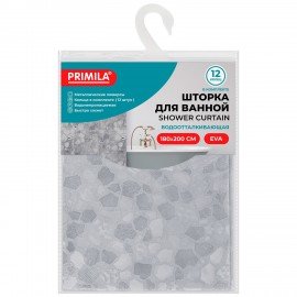 Шторка для ванной EVA, 180х200см, кольца в комплекте, СЕРАЯ ЛЕДЯНАЯ СВЕЖЕСТЬ, PRIMILA, 700101