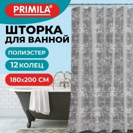 Шторка для ванной EVA, 180х200см, кольца в комплекте, СЕРАЯ ЛЕДЯНАЯ СВЕЖЕСТЬ, PRIMILA, 700101