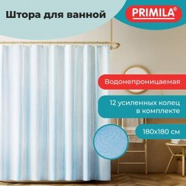 Шторка для ванной EVA, 180х180см, кольца в комплекте, СИНЯЯ ГОЛОГРАФИЯ, PRIMILA, 700103