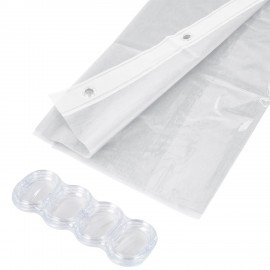 Шторка для ванной EVA, 180х200см, кольца в комплекте, БЕЛЫЕ ЛИНИИ, PRIMILA, 700105