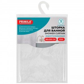 Шторка для ванной EVA, 180х200см, кольца в комплекте, БЕЛЫЕ ЛИНИИ, PRIMILA, 700105
