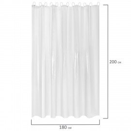 Шторка для ванной EVA, 180х200см, кольца в комплекте, БЕЛЫЕ ЛИНИИ, PRIMILA, 700105