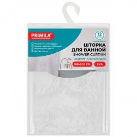 Шторка для ванной EVA, 180х200см, кольца в комплекте, БЕЛЫЕ ЛИНИИ, PRIMILA, 700105