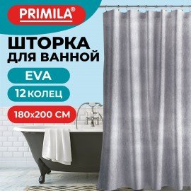 Шторка для ванной EVA, 180х200см, кольца в комплекте, СЕРЫЕ ЛИНИИ, PRIMILA, 700107