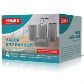 Набор аксессуаров для ванной комнаты, 4 предмета, серый, пластик, PRIMILA (ПРИМИЛА), 700111