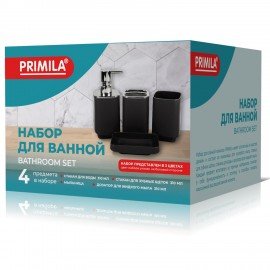 Набор аксессуаров для ванной комнаты, 4 предмета, белый/хром, пластик, PRIMILA (ПРИМИЛА), 700113