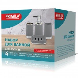 Набор аксессуаров для ванной комнаты, 4 предмета, серый/хром, пластик, PRIMILA (ПРИМИЛА), 700117