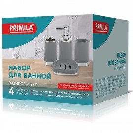 Набор аксессуаров для ванной комнаты, 4 предмета, голубой/хром, пластик, PRIMILA (ПРИМИЛА), 700118
