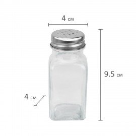Солонка-перечница 80 мл, CLASSIC, баночка для специй, стекло/сталь, дисплей, WEGLA (ВЕГЛА), 700225